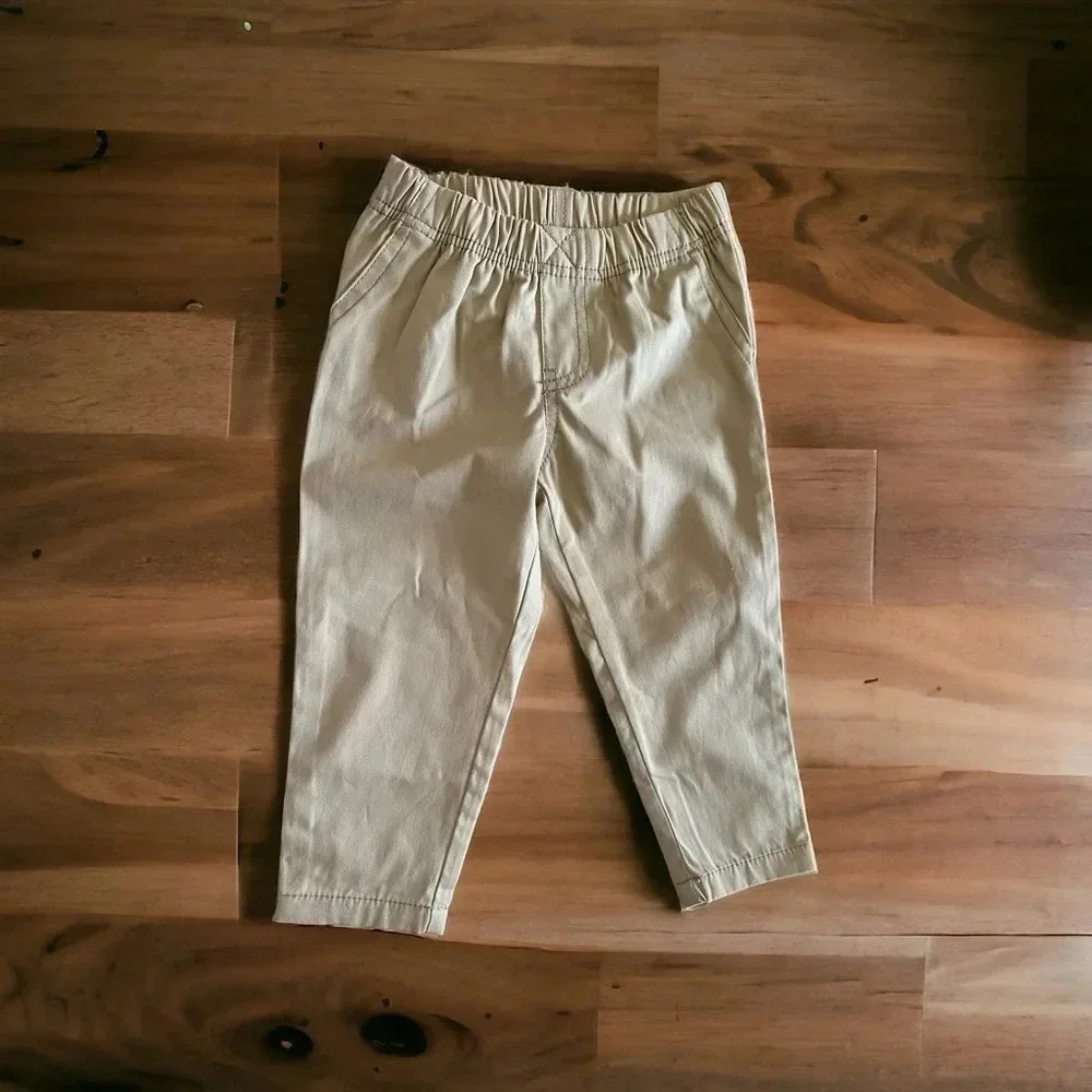 NWOT Carter's Boys 2 pc Flannel Plaid Button Top & Khaki Pant Set size 24m